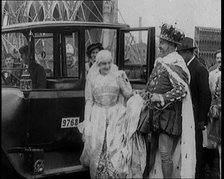 The Actors Emil Jannings and Henny Porten Dressed in Period Costume Getting Out of a Car..., 1920s. Creator: British Pathe Ltd.