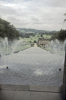 Chatsworth House from the top of the Cascade, Derbyshire, c1980s(?). Artist: Richard Williams