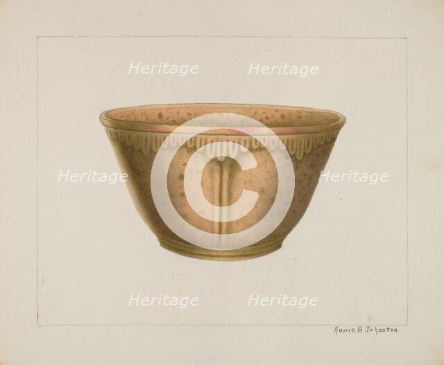 Bowl with Ornamented Rim, c. 1938. Creator: Annie B Johnston.