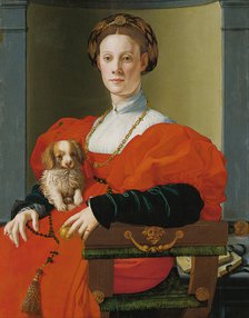 Portrait of a Woman with a Small Dog. Artist: Pontormo (1494-1557)