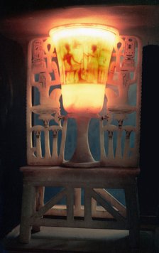 Chalice-shaped lamp from the tomb of Tutankhamun.