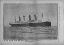 'Her First and Last Voyage: the Titanic Passing up the Solent on Wednesday, April 10th...', 1912. Creator: Unknown.