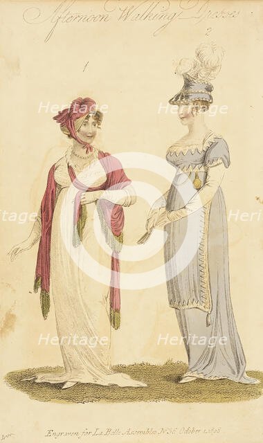 Fashion Plate (Afternoon Walking Dresses), 1808. Creator: John Bell.