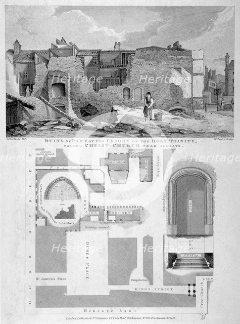 Holy Trinity Priory, City of London, 1826.                                              Artist: William Taylor