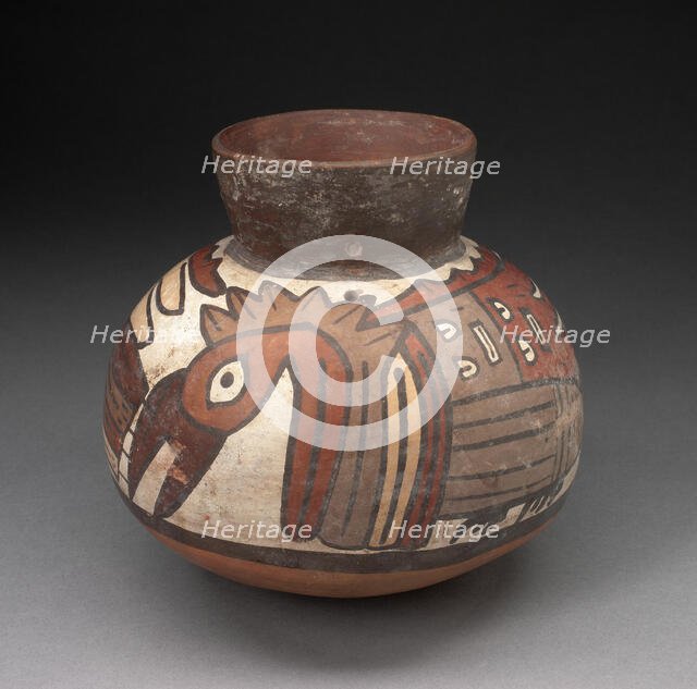 Jar with Narrowed Neck Depicting Abstract Birds, 180 B.C./A.D. 500. Creator: Unknown.