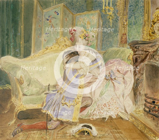 Rendezvous. Illustration for the novel Peter the Great's Negro by A. Pushkin, 1847-1849. Artist: Briullov, Karl Pavlovich (1799-1852)