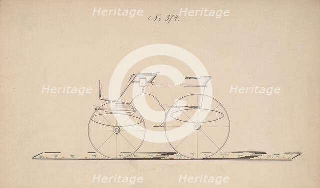 Design for 4 seat Phaeton, no top, no. 374, 1850-70. Creator: Brewster & Co.