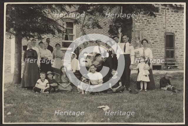Group Portrait Outside Building, 1907-1943. Creator: Louis Fleckenstein.