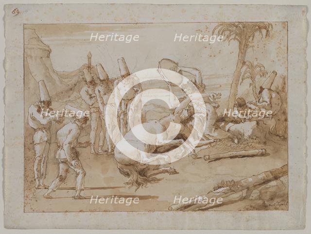 The Woman with a Tambourine, 1790s. Creator: Giovanni Domenico Tiepolo (Italian, 1727-1804).