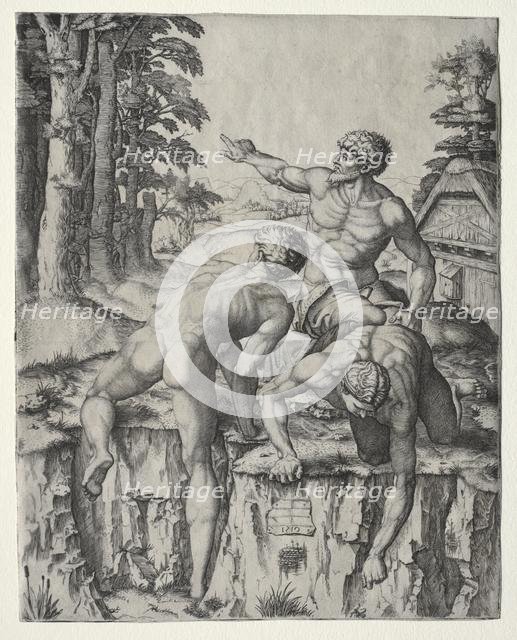 The Climbers (Three Figures from Michelangelo's Battle of Cascina), 1510. Creator: Marcantonio Raimondi (Italian, 1470/82-1527/34).