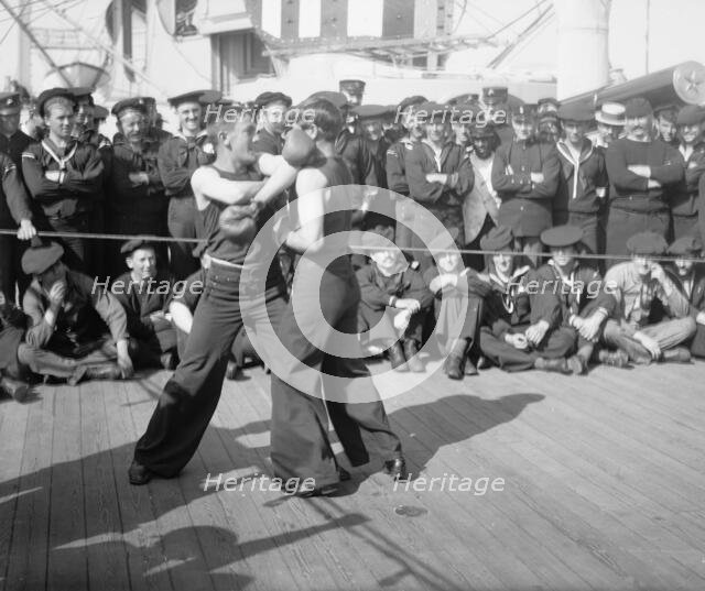 U.S.S. New York, a 4-round bout, anniversary of Santiago, 1899 July 3. Creator: Unknown.
