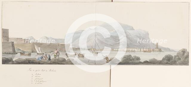 View of the large port of Palermo, 1778. Creator: Louis Ducros.