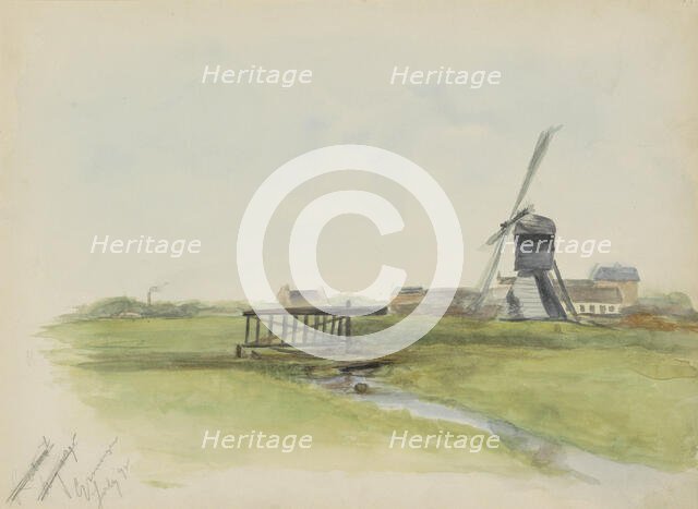 Landscape with windmill near Groningen, 1895. Creator: Christiaan Huidekoper.