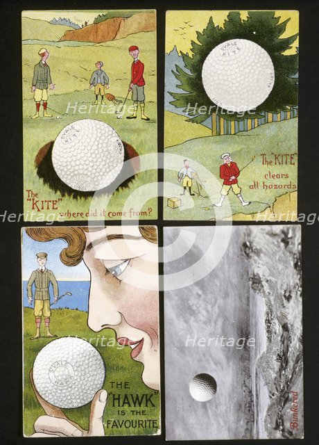 Golf ball postcards, c1920s-1930s. Artist: Unknown