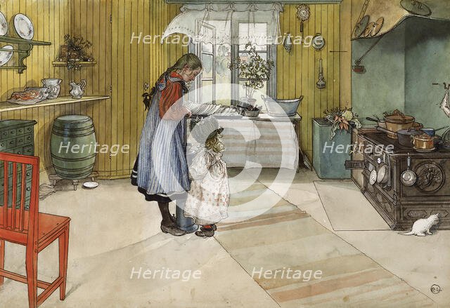 The Kitchen. From A Home (26 watercolours). Creator: Carl Larsson.