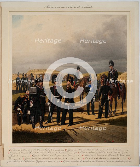 Pioneers of the Imperial Guards Corps, 1867. Artist: Piratsky, Karl Karlovich (1813-1889)