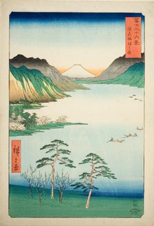 Lake Suwa in Shinano Province (Shinshu Suwa no mizuumi), from the series "Thirty-six..., 1858. Creator: Ando Hiroshige.