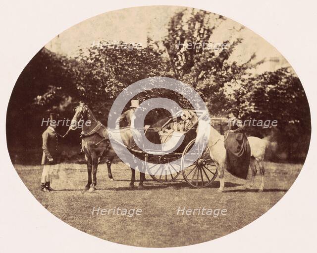 Horse-drawn Carriage and Female Rider, 1858. Creator: William Henry Lake Price.