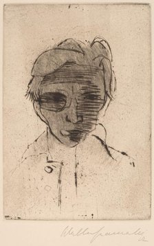 Gloomy Face, Self-portrait (Dunkles Gesicht, Selbstporträt), 1922. Creator: Walter Gramatté.