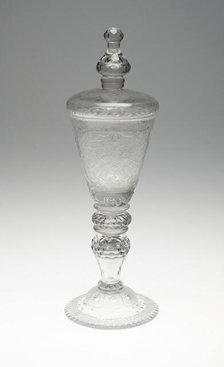 Goblet with Cover, Brunswick, c. 1750. Creator: Probably engraved by Johann Heinrich Balthasar.