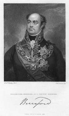 William Beresford, 1st Viscount Beresford, British soldier and politician, 1830.Artist: Peltro William Tomkins