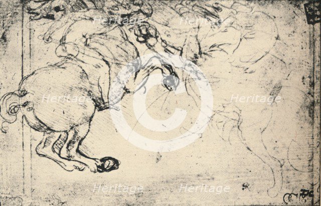'Fight Between a Horseman and a Griffin', c1480 (1945). Artist: Leonardo da Vinci.
