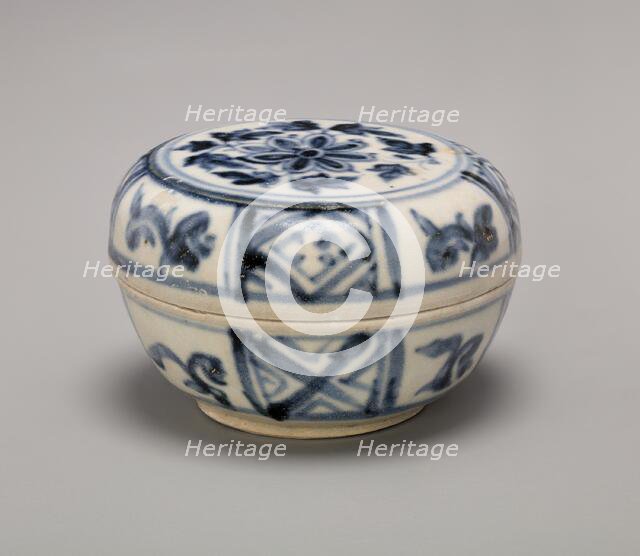 Miniature Covered Box with Chrysanthemum Spray, 15th century. Creator: Unknown.