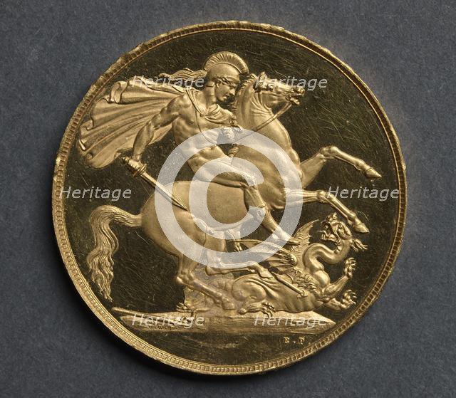 Two Pounds (reverse), 1820. Creator: Benedetto Pistrucci (Italian, 1784-1855).