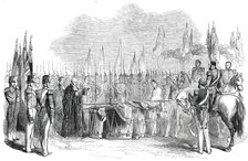 Presentation of New Colours to the 28th Foot, at Portsmouth, 1850. Creator: Unknown.