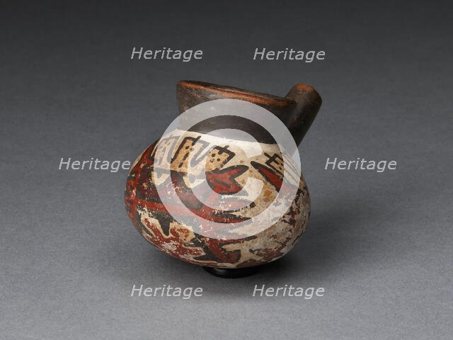 Miniature Jar with a Single Spout Depicting an Abstract Figure, 180 B.C./A.D. 500. Creator: Unknown.