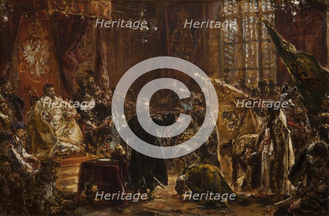 Presentation of Czar Vasili Shuisky by the hetman Stanislaw Zolkiewski at the Warsaw Sejm..., 1892. Creator: Matejko, Jan Alojzy (1838-1893).