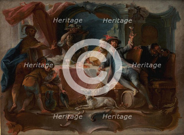 The Prodigal Son Wasting his Inheritance, 1724-1761. Creator: Johann Wolfgang Baumgartner.