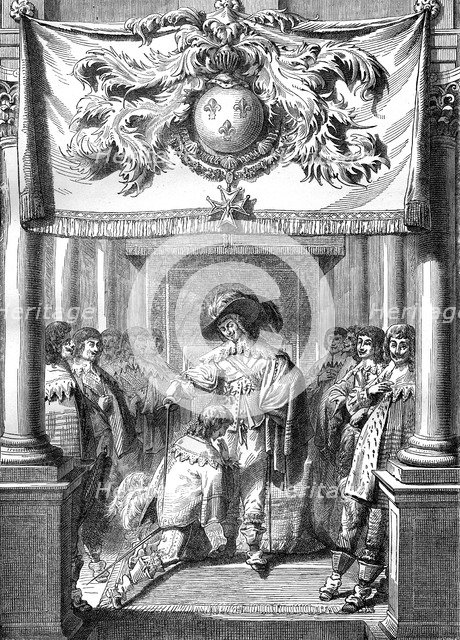 Louis XIII of France conferring the Order of the Holy Spirit, 17th century (1882-1884). Artist: Unknown