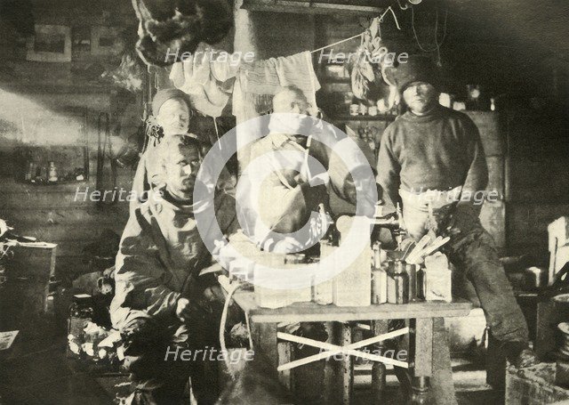 'Group in the Hut in the Summer: Joyce at the Sewing Machine', 1908, (1909).  Artist: Unknown.