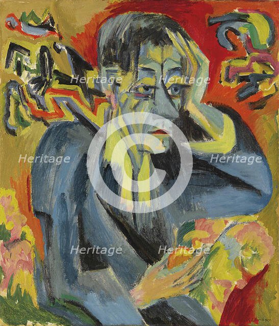 Portrait of the poet Leonhard Frank, 1917. Creator: Kirchner, Ernst Ludwig (1880-1938).