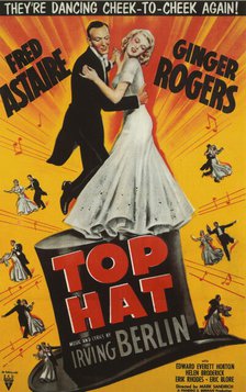 Promotional poster art for the motion picture Top Hat: modern halftone reproduction, 1935. Creator: RKO Pictures.