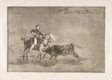 Plate 22 from the 'Tauromaquia':Manly courage of the celebrated Pajuelera in [the ring] at..., 1816. Creator: Francisco Goya.