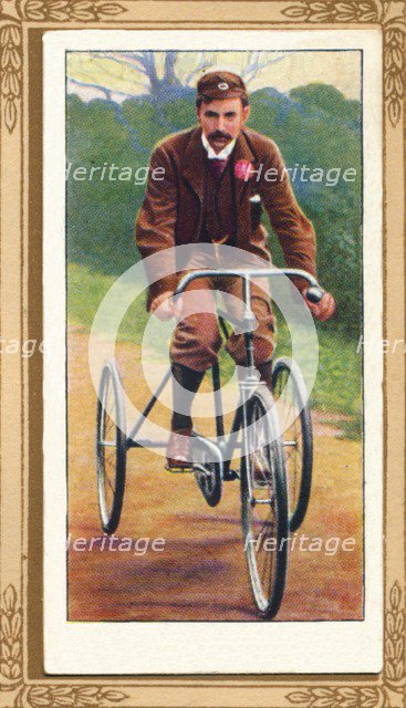 'A Notable Tricyclist - F. T. Bidlake', 1939. Artist: Unknown.