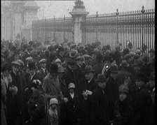 Crowds Gathering Outside of Buckingham Palace...News of the Health of King George V, 1929. Creator: British Pathe Ltd.
