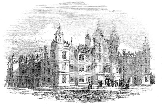 Burghley House - north front, 1844. Creator: W. J. Linton.