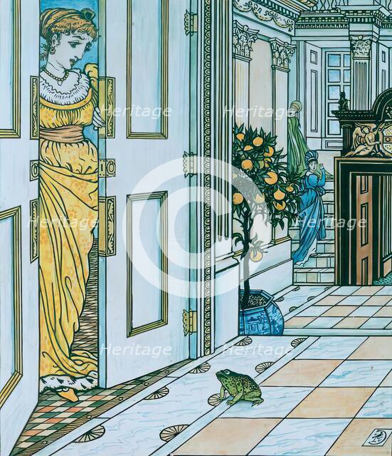 The Frog asks to be allowed to enter the Castle - Illustration for 'The Frog Prince', c1874. Creator: Walter Crane.