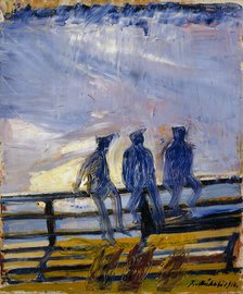 Boys on the Shore Railings, 1910. Creator: Juho Makela.