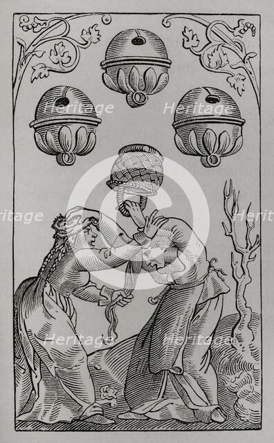 Three of Bells, German playing card, 16th century (1877).  Creator: Unknown.