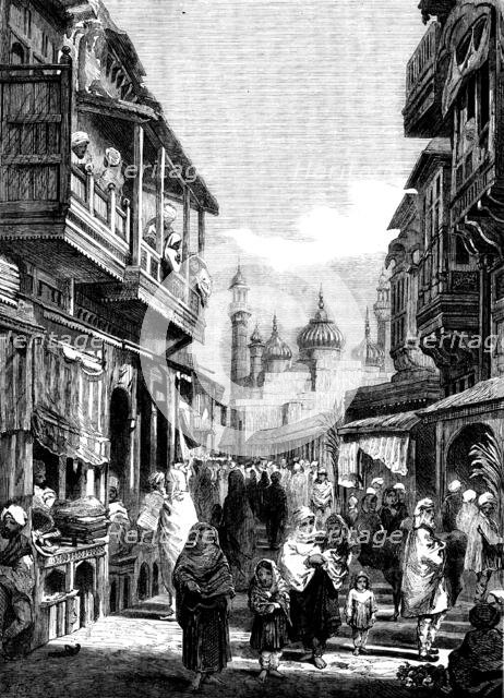 Street Scene in Lahore - from drawings by W. Carpenter, Jun., 1858. Creator: Unknown.
