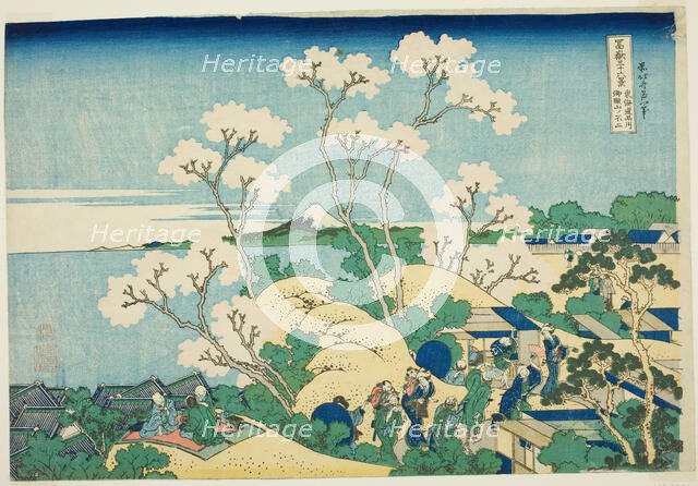 Goten Hill at Shinagawa on the Tokaido (Tokaido Shinagawa Gotenyama), from the serie..., c. 1830/33. Creator: Hokusai.