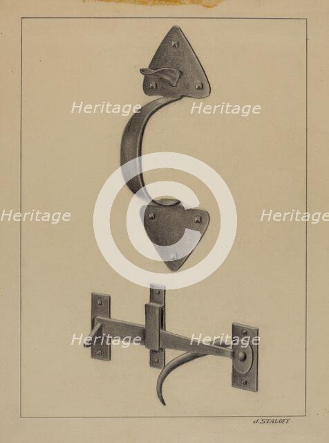 Door Handle and Thumb, c. 1936. Creator: Jack Staloff.