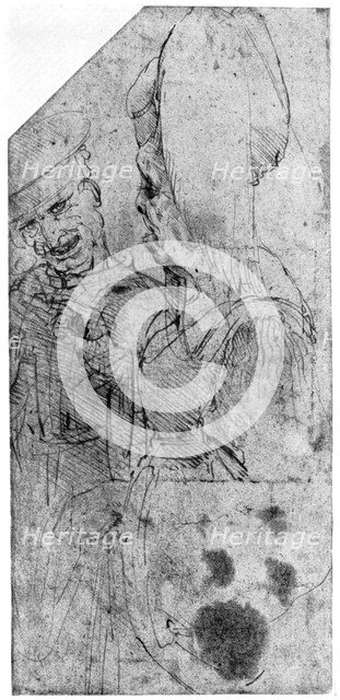 Grotesque couple, late 15th or early 16th century (1954).Artist: Leonardo da Vinci