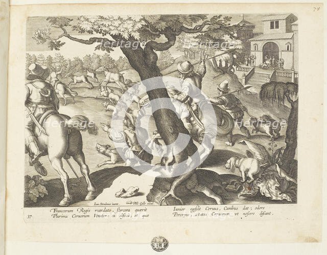 Venationes ferarum, avium, piscium (Hunts of wild animals, birds and fish). Plate 37, 1596. Creator: Hans Collaert the Younger.