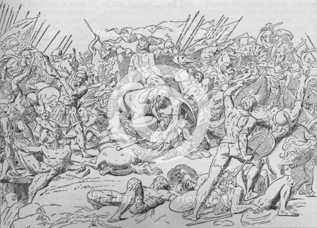 Socrates at the Battle of Potidaea, 432 BC (1908). Artist: Unknown.