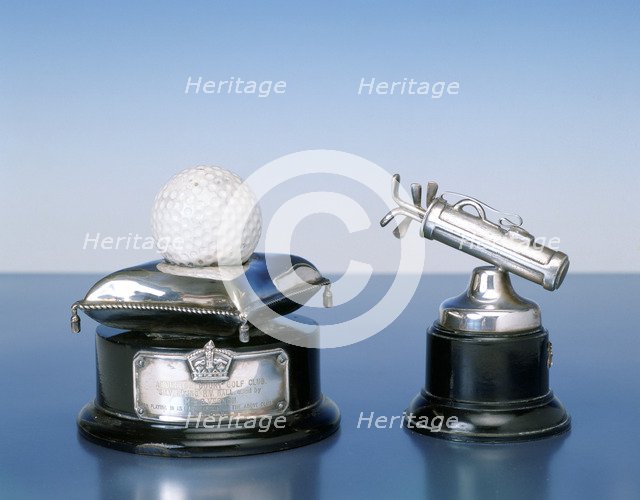 Silver golfing trophies, 1920s. Artist: Unknown